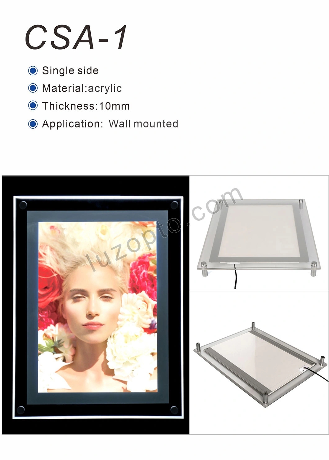 Custom Photo Frames with LED Light Slim Acrylic Crystal LED Frame Photo Box Lightbox for Real Estate Window Display