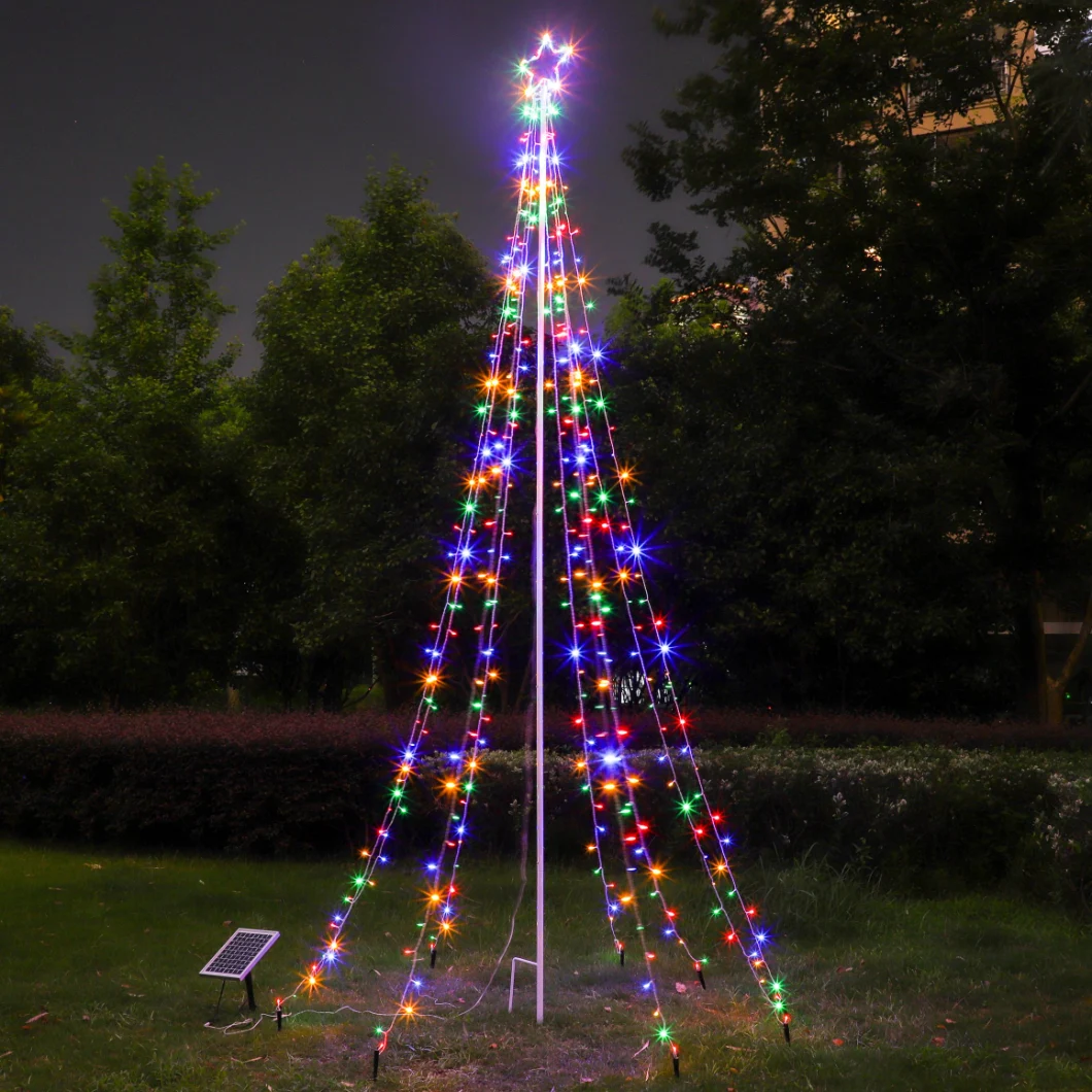 EU Kd Customized Solar Energy Christmas Tree Light Poleflag Light