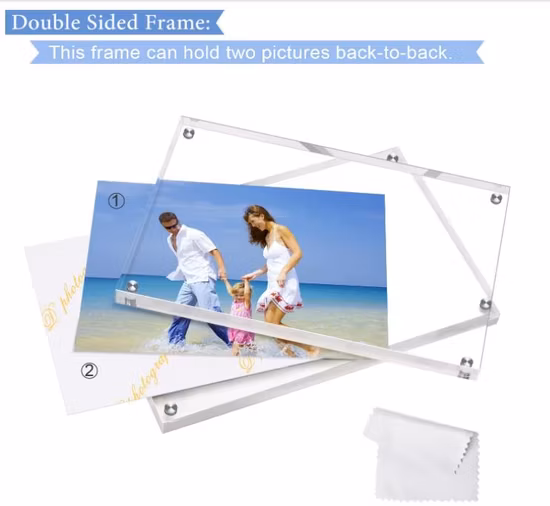 Taille personnalisée 4 × 6 8 × 10 5 × 7 bloc clair double face A3 A4 A5 cadre photo acrylique magnétique de bureau