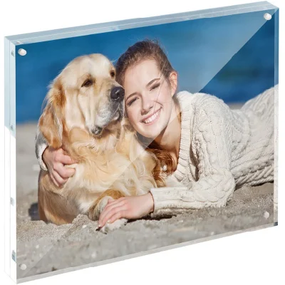 Cadres photo acryliques de table transparents personnalisés, cadres photo à bloc magnétique double face