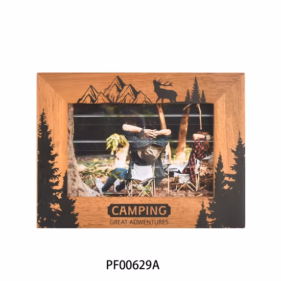 Cadre photo artisanal en bois avec support triangle et carte photo