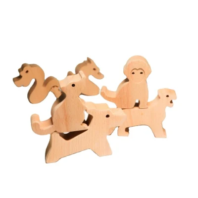 Animaux en bois du zodiaque Figurines en bois multifonctionnelles Supports de téléphone portable Artisanat en bois pour la décoration de la maison